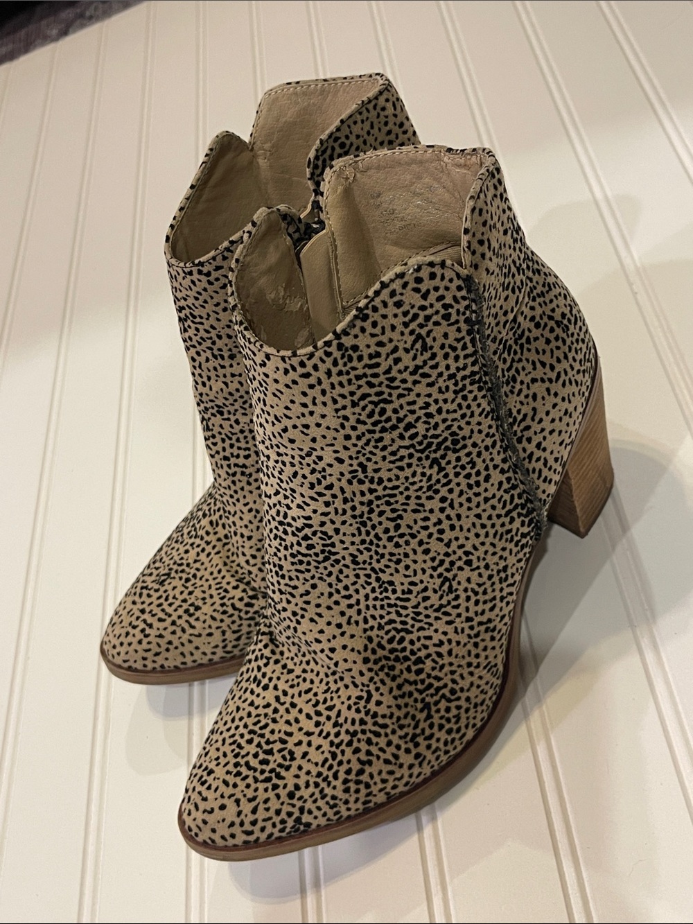 MIA Leopard Print Ankle Booties - Taupe/Black